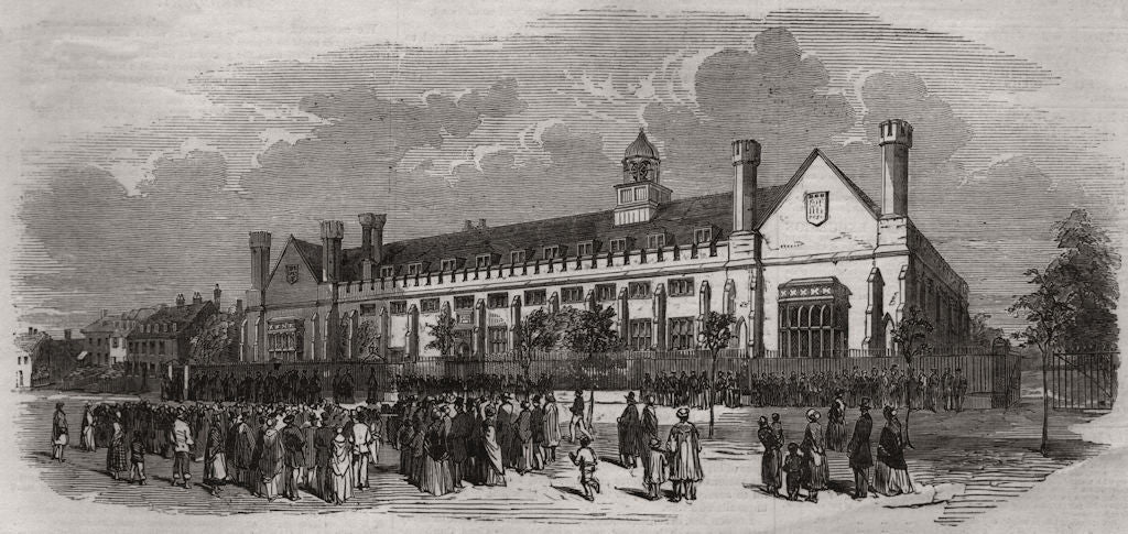 The Tonbridge School tercentenary commemoration. Kent 1853 old antique print